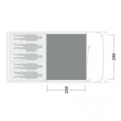 Der Zeltteppich bedeckt den gesamten Wohnbereich des Familienzelts Outwell Florida 5 Air