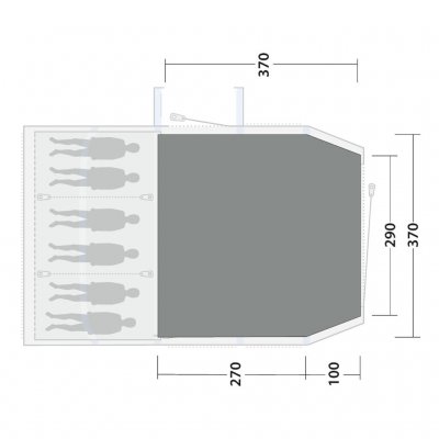 Der Teppich bedeckt den gesamten Wohnbereich des Familienzelt Outwell Montana 6 Air.