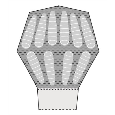 Planlösning för tältmatta till Robens Kiowa.