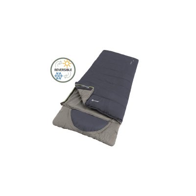 Mycket varm och rymlig campingsovsäck med inbyggd kudde.