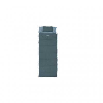 Warmer Camping-Schlafsack mit doppeltem Reißverschluss und eingebautem Kissen.