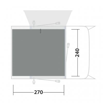 Die Zeltmatte deckt den gesamten Gemeinschaftsraum des Zeltes Outwell Talladega Air ab