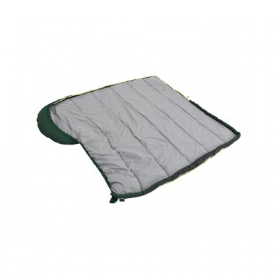 Der Schlafsack lässt sich zu einer Steppdecke aufklappen.