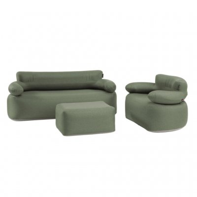 Uppblåsbar soffggrupp i tålig och lättskött polyester, perfekt för campingtrippen!