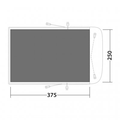Der Bodenbelag liegt unter dem gesamten Zelt und schützt vor Nässe, Schmutz und Abnutzung.