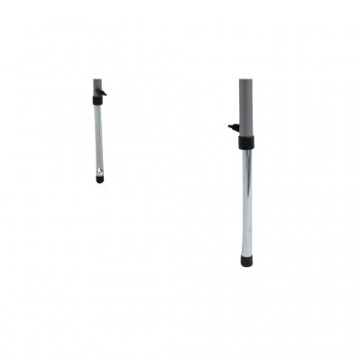 Rahmen und Beine aus Stahl mit verstellbaren Beinen, die dafür sorgen, dass der Tisch auch auf unebenem Untergrund stabil steht.