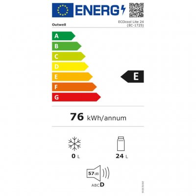 Energimarkning Outwell EcoCool Lite kylbox.