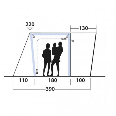 Maßskizze des Outwell Jonesville 290SA Buszeltes.