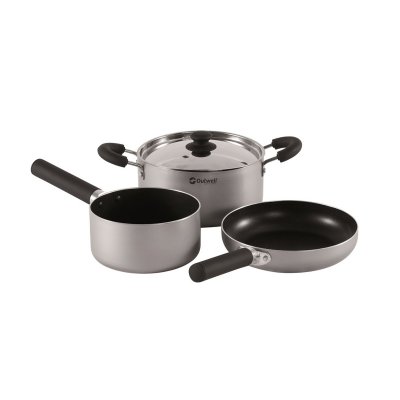 Grytset i aluminium med tålig non-stick behandling.