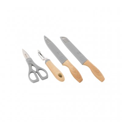 Bladskydd gör knivarna säkra och enkel att packa.