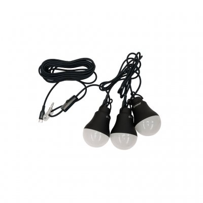 USB-/Netzbetriebene Zeltlampe mit Dimmer, zur Befestigung an Wand oder Decke.