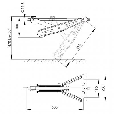 AL-KO Stabilform stödben måttskiss.