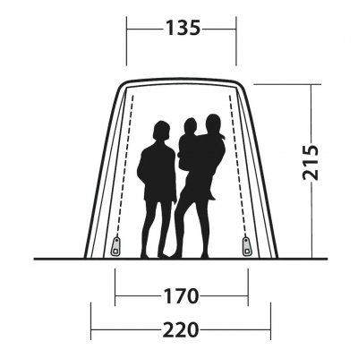 Höhenmaße für das Autozelt Outwell Dune SUV
