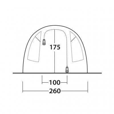 Türskizze des Familienzelts Outwell Durango 4.
