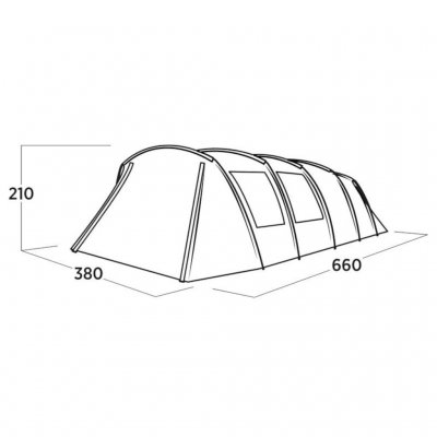 Maßskizze des Familienzelts Easy Camp Sola 6