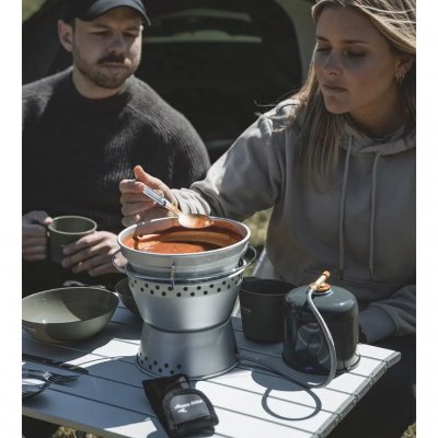 Sicheres und effizientes Kochen im Freien, auch bei windigen Bedingungen.