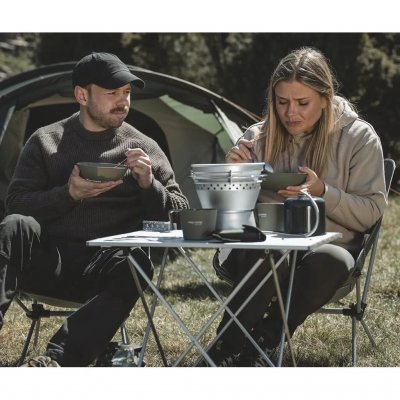 Camping stove and gas burner for outdoor cooking.