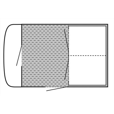Tältmattan täcker hela allrummet på tältet