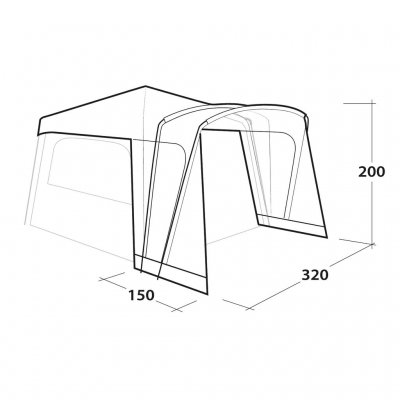 Abmessungen des Outwell Fastlane 300 Front Canopy