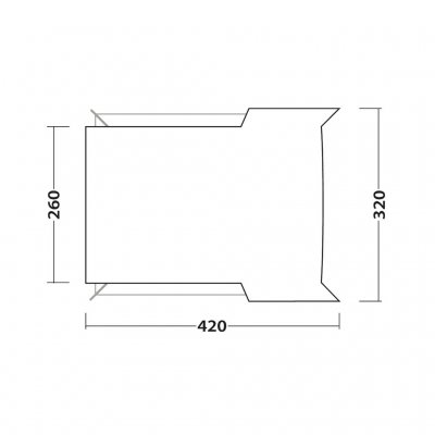 Messungen von der Oberseite des Tarps Outwell Fastlane 300