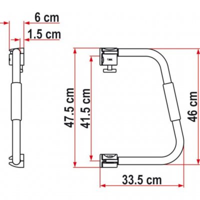 Mått stödhandtag för husvagn och husbil 46 cm