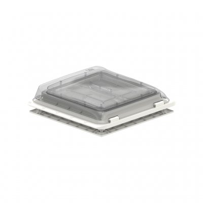 Fiamma Vent taklucka Crystal med transparent tak i stängt läge.