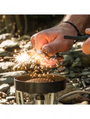 Går att tända gasbrännare med tändstålet