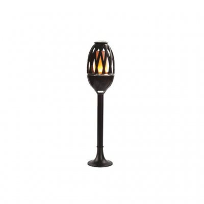 Flammande lampa som går skruva i trädäcket.