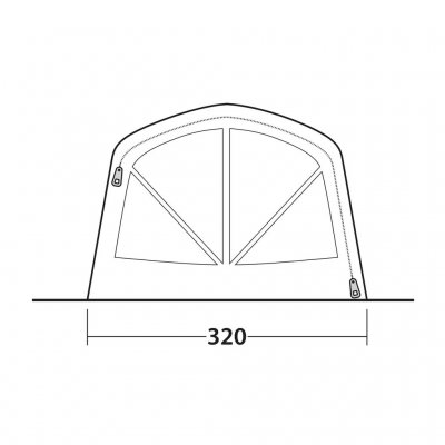 Skizze für die Vorderseite des Outwell Iowa 5 Air Familienzeltes