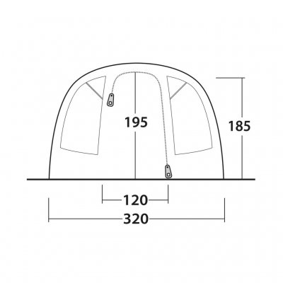 Türskizze des Familienzelts Outwell Ohio 5 TC