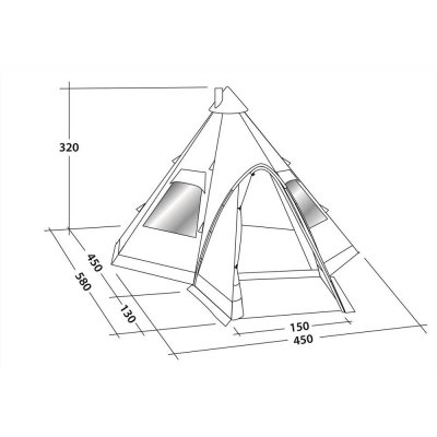 Planlægningsløsning til Robens Kiowa Tipi-telt.