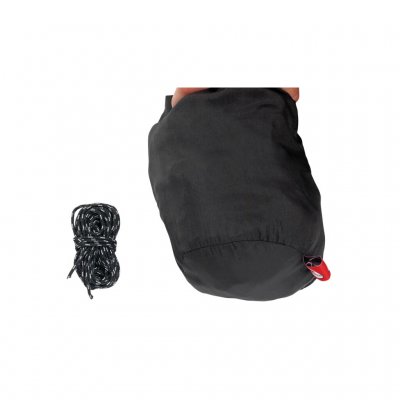 Reflektierende Abspannleine macht es im Dunkeln gut sichtbar.