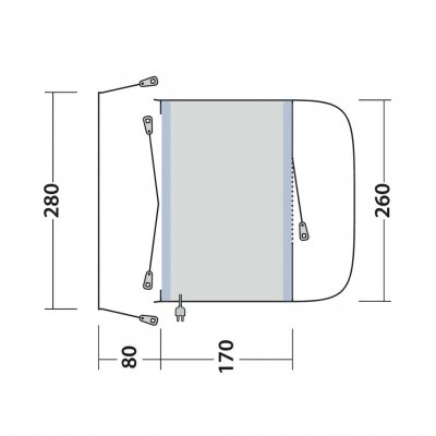Grundriss für das Autozelt Outwell Santa Monica Air Mid/tall
