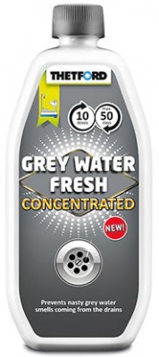 Thetford Grey Water Fresh tar bort obehagliga dofter och rengör avloppssystem och gråvattentank.
