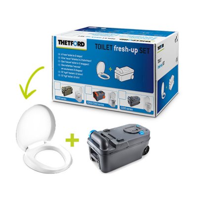 Thetford Toilet Fresh-Up Set C220 är ett renoveringskit för din husvagns eller husbilstoalett.