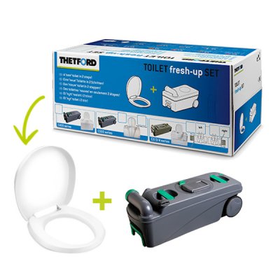 Thetford Toilet Fresh-Up Set C500 är ett renoveringskit för din husvagns eller husbilstoalett.